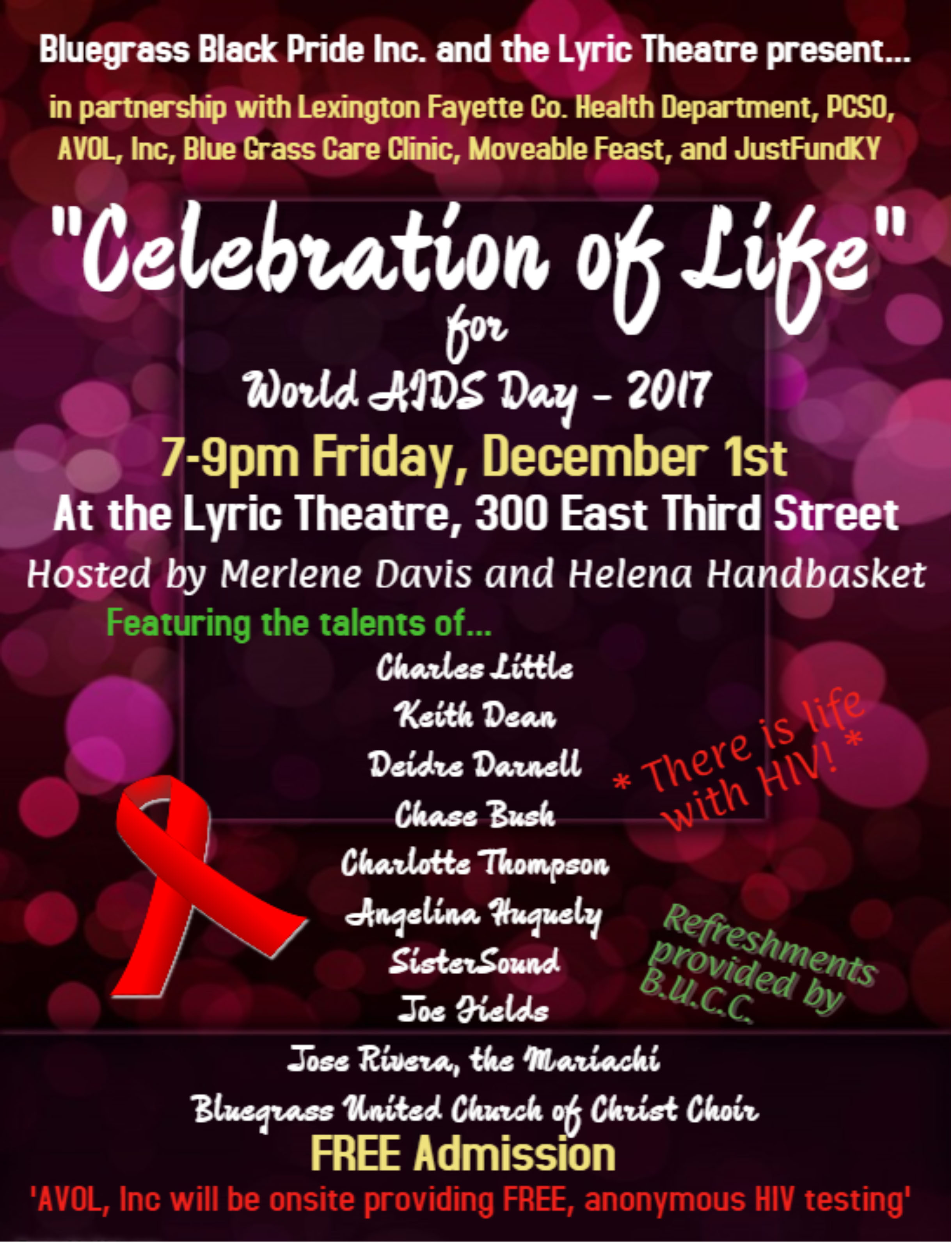 Ticket Sales World Aids Day Celebration Of Life At Lyric Theatre Cultural Arts Center On Friday December 1 2017