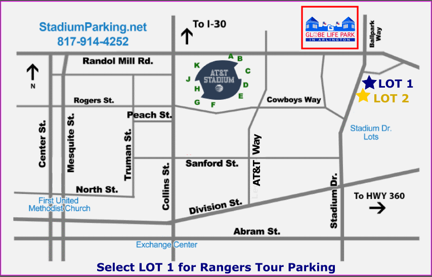 Texas Rangers Stadium Parking Map